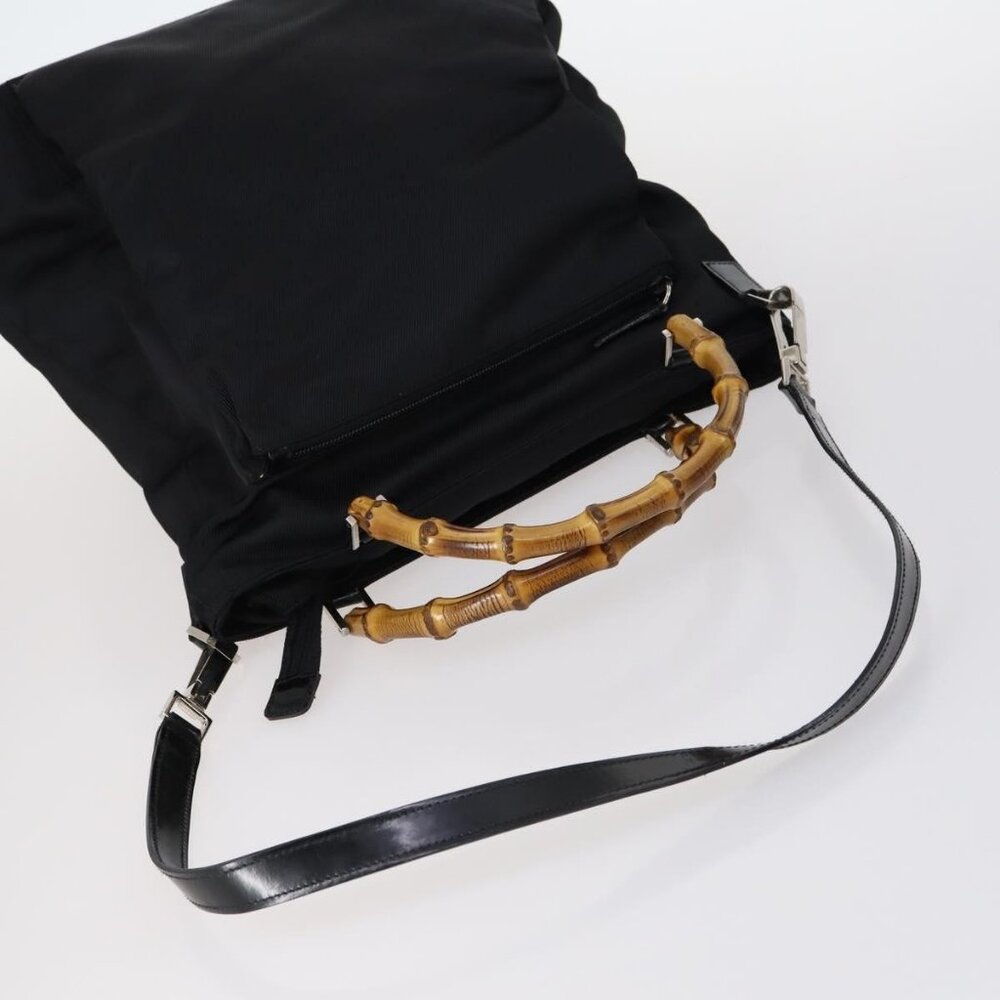 GUCCI Bamboo Jackie Shoulder Bag Nylon 6 Set Black Auth bs29393 - Picture 4 of 16